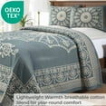 thumbnail image 5 of Superior 3-Pieces High-Durability Reversible Cotton Blend Bedspread Set, Queen, Cerulean Blue, 5 of 8