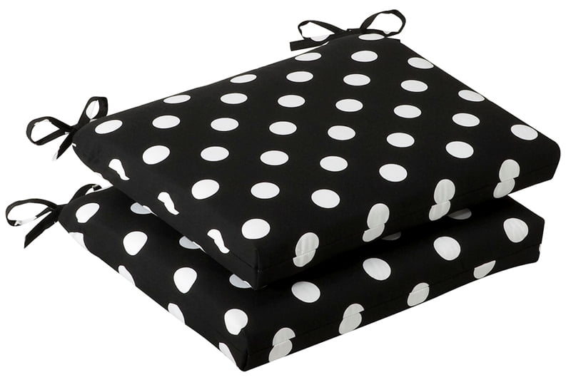 black and white polka dot patio cushions