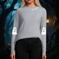 thumbnail image 6 of Kakishop Womens Halloween Sweatshirts Spooky Ghost Graphic Sweatshirt Trendy Round Neck T-shirt Long Sleeve Holiday Pullover Tops Halloween Gifts (Light Gray,2XL), 6 of 8