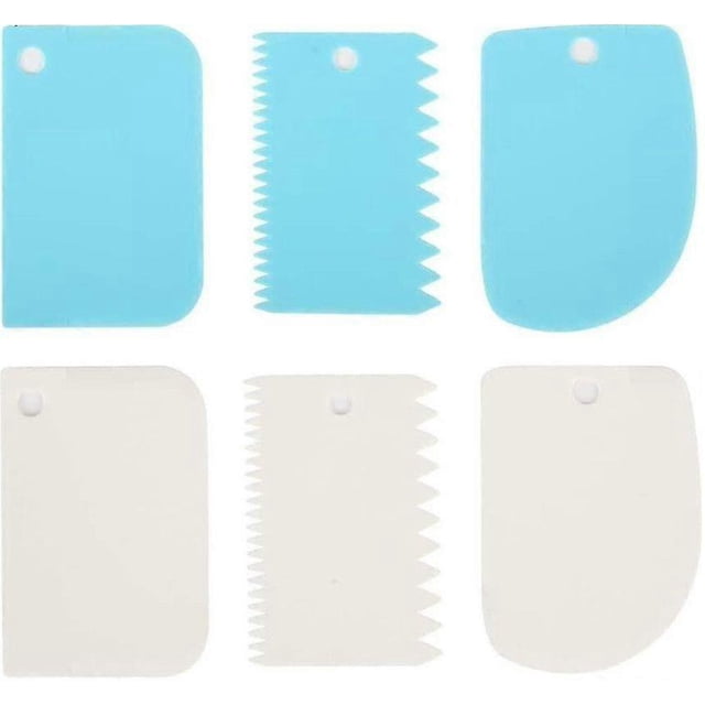 Dough Cutter Scraper - Plastic Cake Scraper Spatula Set Pastry Dough Fondant Cream Cake Edge Side Icing Smoother Cutters And Decorating Comb (6