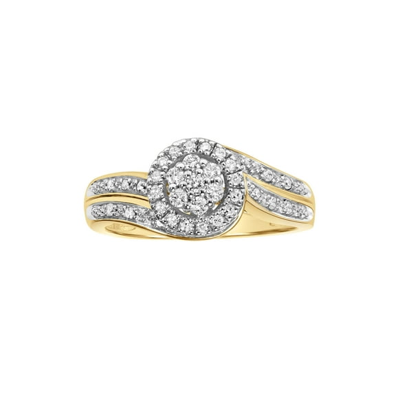 Keepsake 1/4ctw Diamond 10kt Yellow Gold Cluster Halo Engagement Ring (I-J, I2-I3)