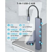 Duomigo 7-in-1 USB C hub Type-c hub4K/30Hz HDTV PD 100W USB3.0*3 SD/TF Card Reader Adapter MacBook Pro/Air Mac laptops More Port
