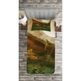 thumbnail image 3 of Ambesonne Landscape Quilted Bedspread Set 2 Pcs, Valley with Full Moon, Twin Size, Fern Green Cinnamon, 3 of 3