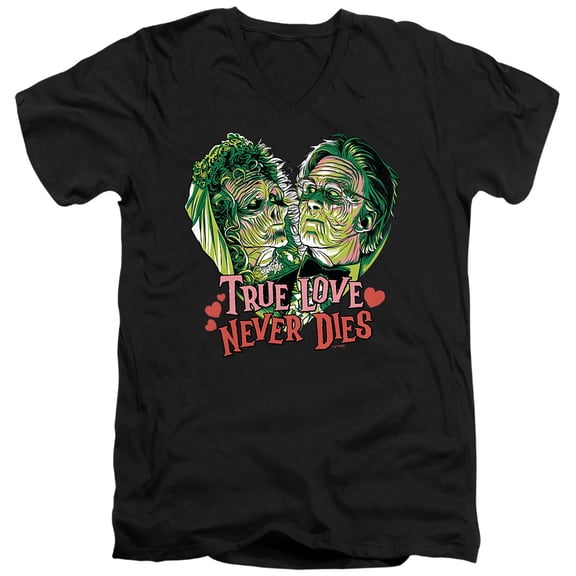 Beetlejuice Valentine True Love Never Dies Unisex Adult V-Neck T Shirt (Large) Black