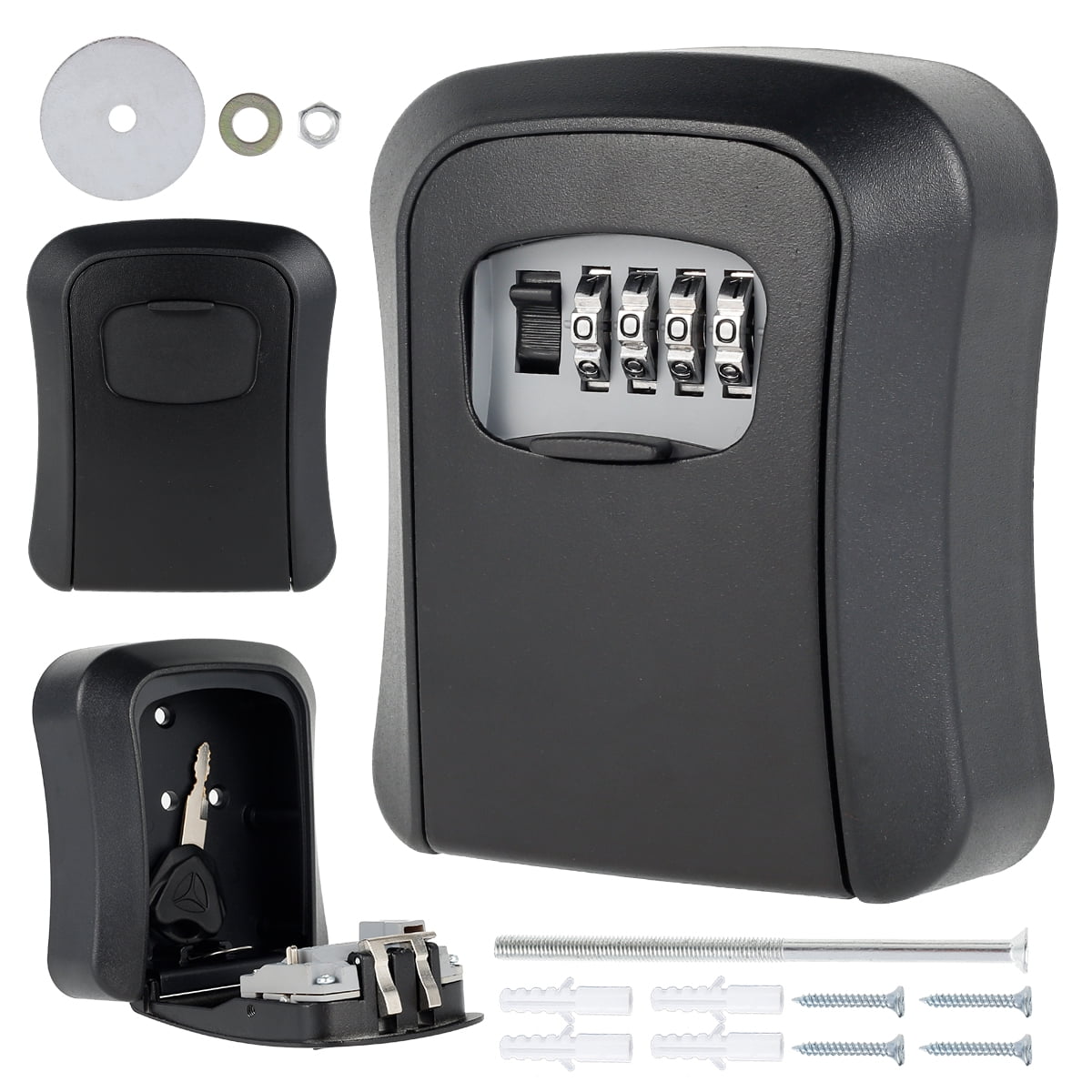 Wall Mounted 4-Digit Combination Key Lock Storage Safe Security Box Outdoor Home 