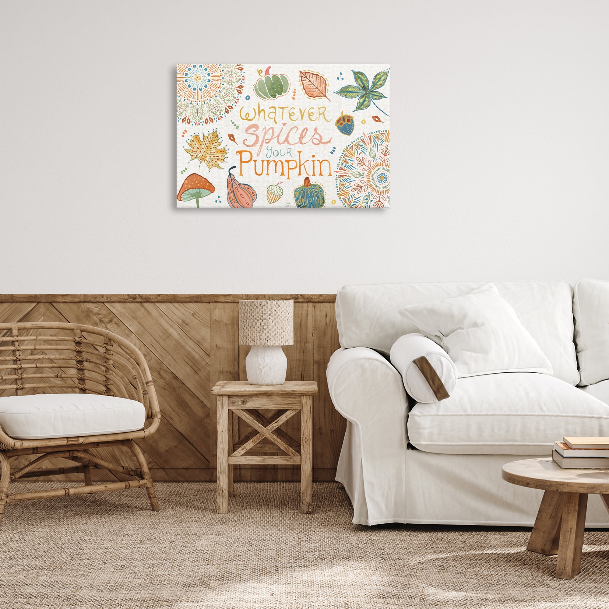 Stupell Industries Whatever Spices Your Pumpkin Holiday Painting Gallery Wrapped Canvas Art Prints Wall Art, 30 x 20