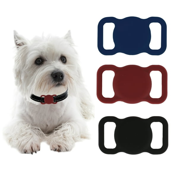 Unique Bargains 3 Pcs Dog Collar Holder Protective Case for Airtag GPS Tracker Black Wine Red Midnight Blue