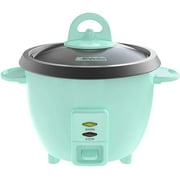 Mishcdea Mini Rice Cooker and Food Steamer with Removable Nonstick Pot, Automatic Keep Warm 3 Cups (Uncooked), Aqua