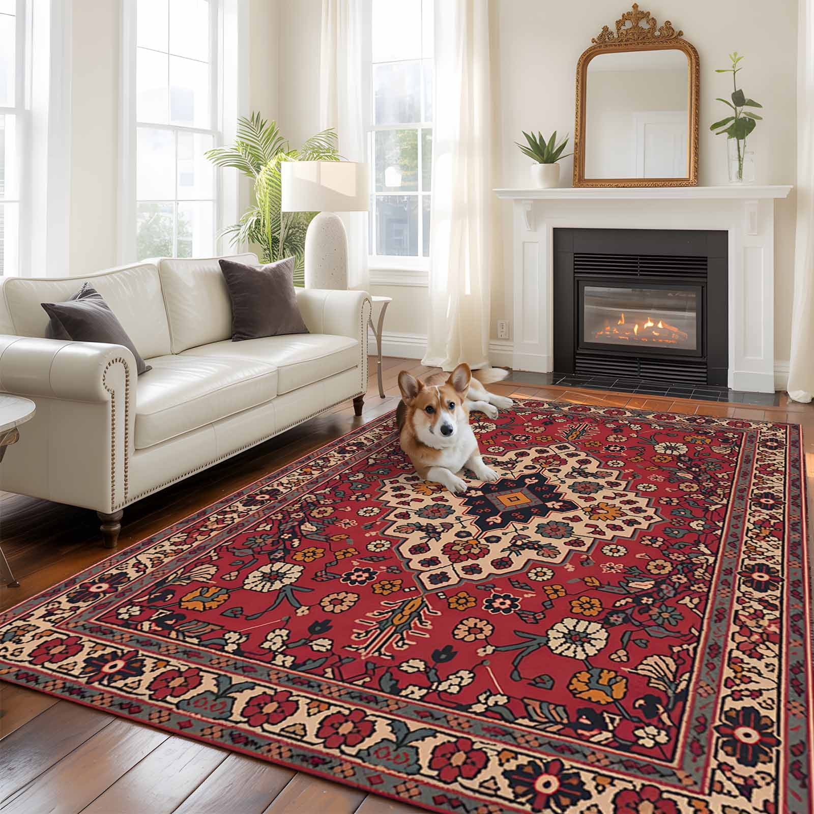 Large Area Rugs for Living Room Bedroom, Boho Southwest 6'x9' Rug Washable Carpet Runner Indoor Outdoor, Vintage Farmhouse Ethnic Aztec Tribe Art Non Slip Floor Mats Rug for Kitchen, Playroom