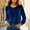 Blue, variant on Zylanna Women's Pleated Velvet Shirt, Elegant Round Neck Spring Long Sleeve Fashionable tops Black