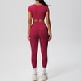 thumbnail image 4 of Afdoent Workout Sets For Women Solid Color Breathable Yoga Workout Running Gym Fitness Short Sleeve High Waisted Leggings 2 Piece Outfit Fashion Clothes, 4 of 5