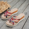 thumbnail image 5 of Espadrilles for Women Bow Slide Sandals Strappy Wedge Platform Heels Casual Summer Dressy Flip Flops Red Size 10, 5 of 7