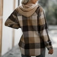 thumbnail image 4 of Cyber Deals Womens Button Down Plaid Shirts Hooded Shacket Jacket Hoodie Coats,2024 Winter Classic Long Sleeve Drawstring Single Breasted Cardigan Tops Casual Loose Oversized Outwear, 4 of 7