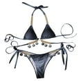 thumbnail image 1 of Bikini sexy para mujer, con parte inferior de cristal y triángulo, traje de baño con cuello halter, traje de baño sexy, 1 of 5