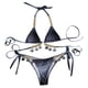 thumbnail image 1 of Bikini sexy para mujer, con parte inferior de cristal y triángulo, traje de baño con cuello halter, traje de baño sexy, 1 of 5