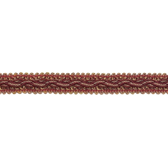7/8" (2cm) Baroque Collection Scroll Gimp Braid Trim # 0078BG, Taupe Burgundy Red #8612 (Burgundy Red, Taupe Beige, Dark Red) Sold By The Yard (36"/3 ft/0.9m)