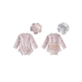 thumbnail image 2 of BemeyourBBs Toddler Baby Girl One Piece Swimsuit with Sun Hat Infant Baby Girl Bathing Suit Rash Guard Bow Print Long Sleeve Round Neck Ruffle Swimwear Summer Pool Beachwear, 2 of 9