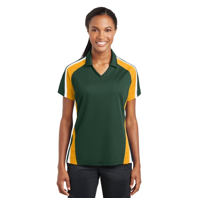 Sport-Tek® Ladies Tricolor Micropique Sport-Wick®Polo. Bosque LST654 deporte-tek LST654