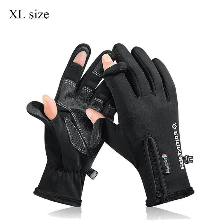 Outdoor Non-slip Skin-friendly Men Windproof Winter Glove Fishing Gloves  Warm Mittens XL