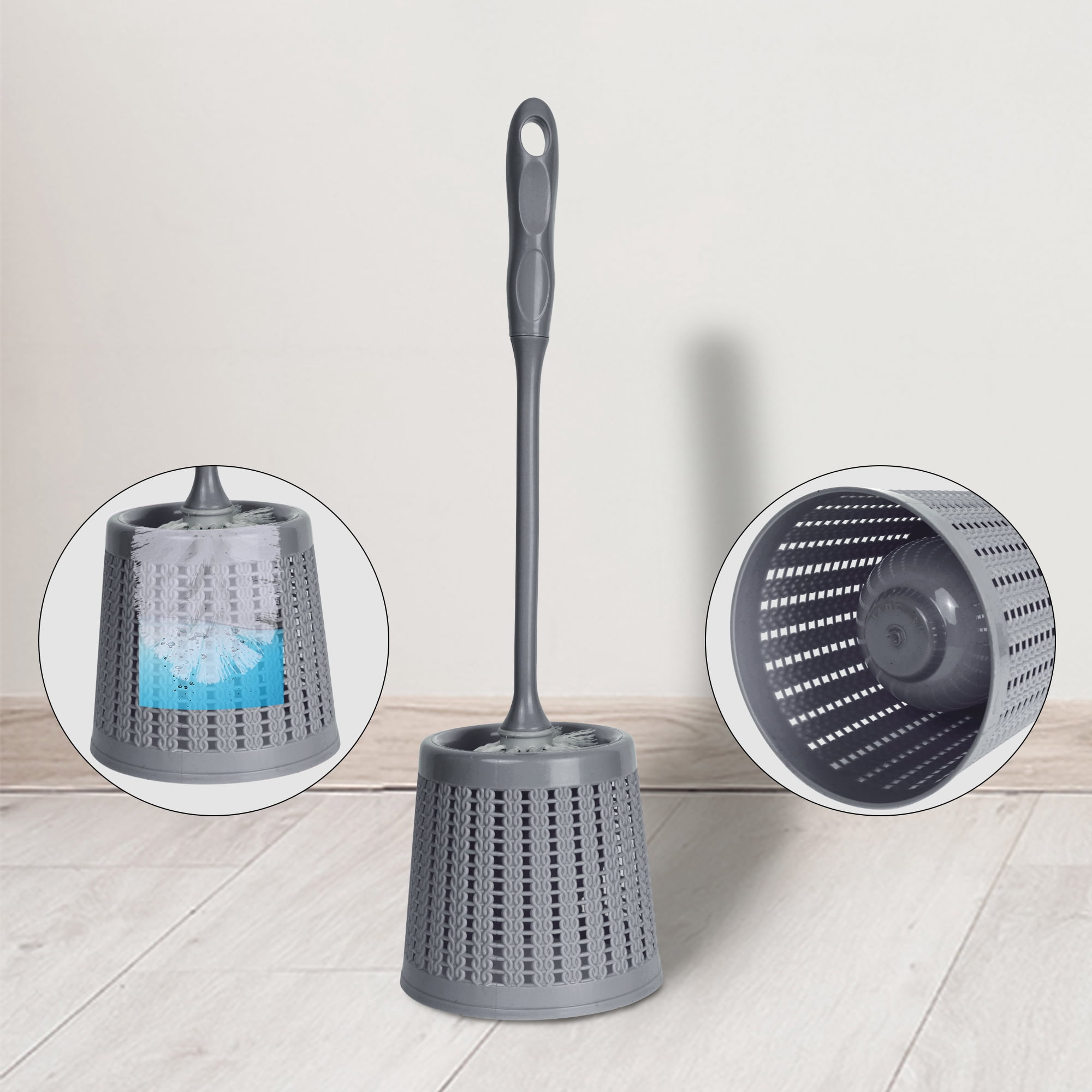 Unique Bargains Toilet Brush Long Handle Flexible Brush Head Gray 1 Pc