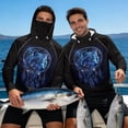 thumbnail image 7 of SEANATIVE Fishing Hoodie for Men, Sun Protective Running Shirt Mesh Face Mask Long Sleeve Top Hiking Rash Guard for Beach Fishing Outdoor Sports, L, Wolf Dream Catcher Print Black, 7 of 7