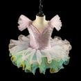 thumbnail image 2 of Fancifize Girl's Skirted Leotard Ballet Ruffle Sleeve Sequin Tutu Swan Costumes Competition Skirt Dress 1-14 Years, 2 of 3