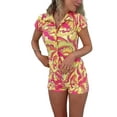 thumbnail image 5 of Women Printed Button-up Romper, Short Sleeve Lapel Neck Short Jumpsuit for Summer, 5 of 10