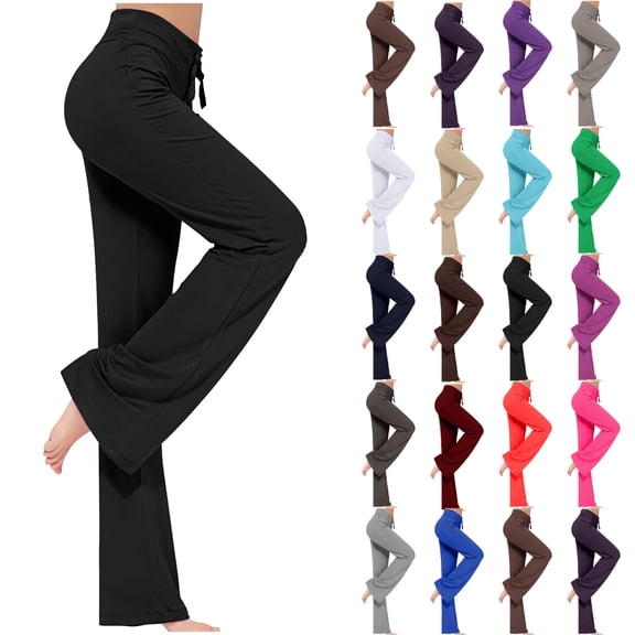 Women's High Waist Wide Leg Yoga Pants with Drawstring Comfortable Loose Fit Lounge Workout Trousers