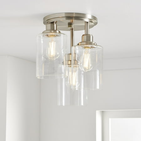 

Better Homes & Gardens 3 Light Tier Ceiling Light Satin Nickle Includes ST19 Light Bulb Shape