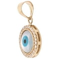 thumbnail image 2 of 14k Yellow Gold, Evil Eye Pendant Charm Enamel Overlay Created CZ Crystals 11mm with 18" Dainty Neck Chain, 2 of 6