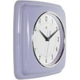 thumbnail image 2 of Retro Wall Clock – 9-Inch Square Silent Non-Ticking Mid-Century Modern Clock – Vintage Decorative Wall Clock for Kitchen, Office, or Diner – Lilac, 2 of 10