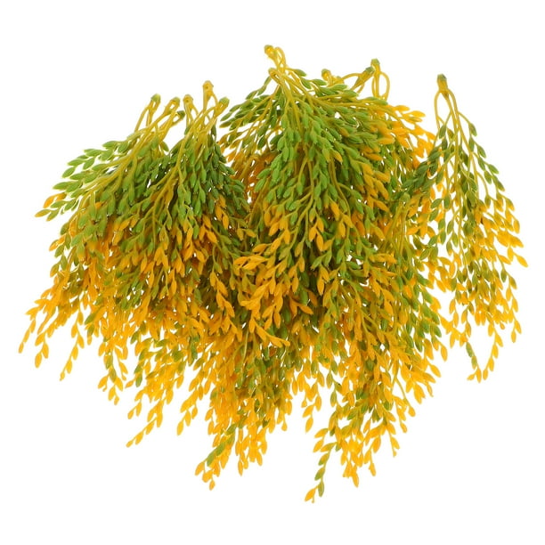 20 piezas de espigas de trigo de arroz artificiales, hierba de trigo artificial, racimos de espigas de trigo de arroz artificiales, decoraciones