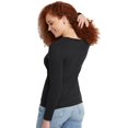 thumbnail image 2 of Hanes T-Shirt Col Rond à Manches Longues pour Femmes, TG, Ébène, 2 of 6