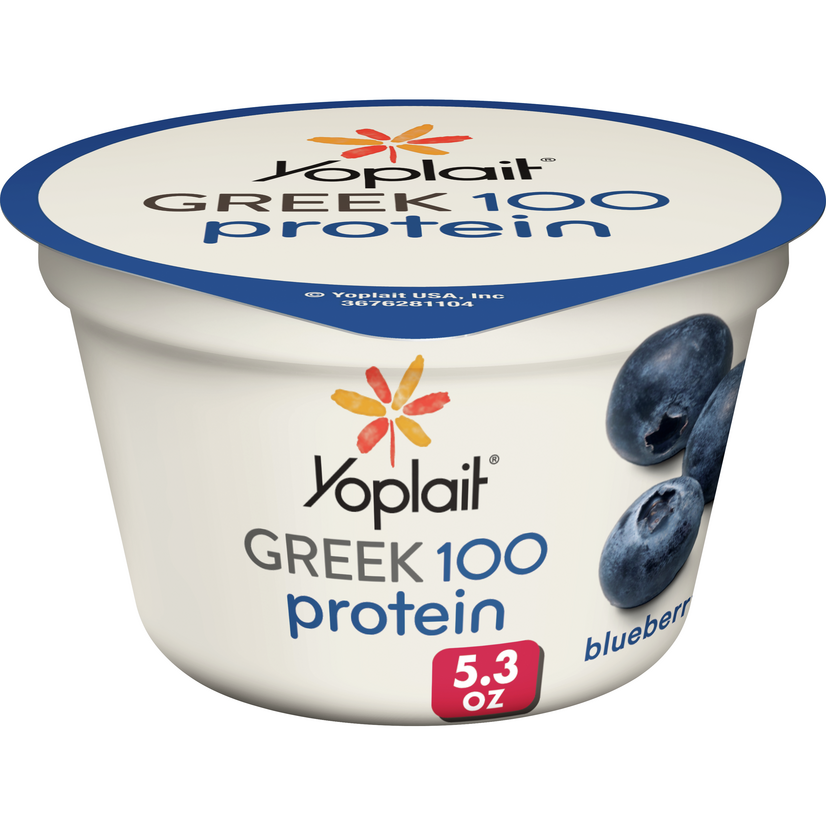 Yoplait Greek Yogurt, 100 Calories, Fat Free Yogurt, Blueberry, 5.3 oz
