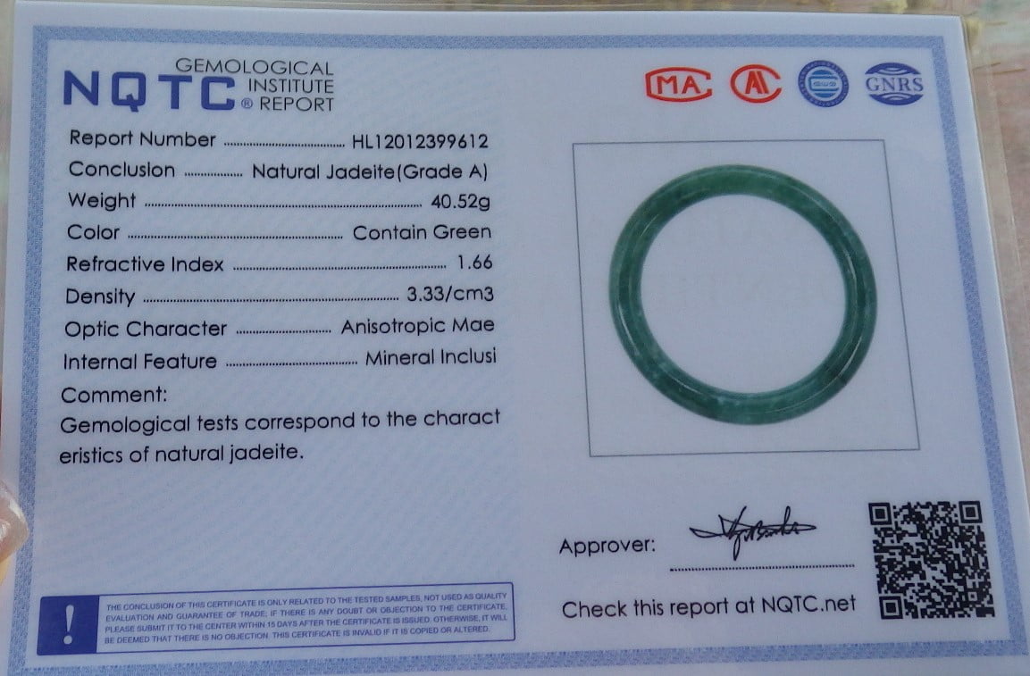 Icy Green Natural A JADE Jadeite Circle Bangle Bracelet 55 mm 681423 TN
