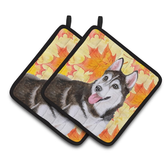 Siberian Husky #2 Fall Pair of Pot Holders
