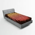 thumbnail image 1 of Ambesonne Savannah Fitted Sheet, Lion Floral Ornate Art, Twin Size, Maroon and Yellow, 1 of 2
