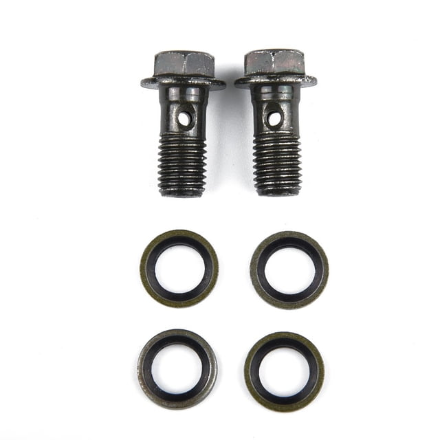 Bgsha 2pcs M10 x 1.25mm Motorcycle Brake Tubing Bolt + 4pcs Washers Set