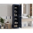 thumbnail image 2 of 100% Solid Wood 16.5" Wide Bathroom Cabinet with Solid Doors, Antique Blue Wooden Cabinet Storage, 2 of 7