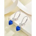 thumbnail image 5 of PYNZY Heart Dangle Drop Earrings, 925 Sterling Silver Earrings for Women with Sapphire Birthstones Leverback Jewelry for Gifts, 5 of 7