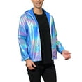 thumbnail image 5 of INSPIRE CHIC Men's Jacket Metallic Zip up Hooded Lightweight Holographic Shiny Jackets M Blue Purple, 5 of 8