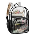 thumbnail image 2 of PVC Transparent Backpacks Clear Backpack for Travel and Outings Highland Cow with Flowers, 2 of 7