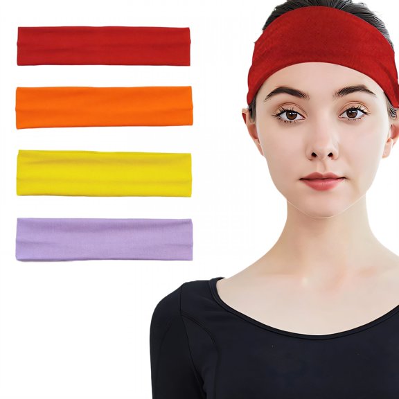TELOLY 2026 New 4Pcs Sweat Band,Elastic Headbands for Women,Running Headband,Multicolor1