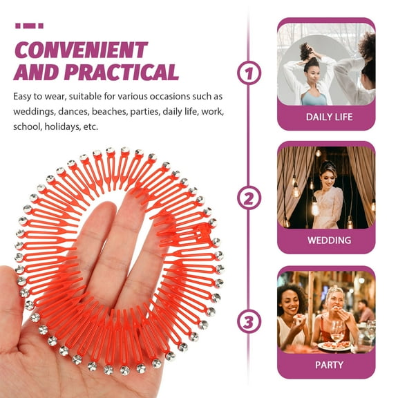 OUNONA Flexible Circle Comb Headbands Assorted Color for Home Use 12Pcs