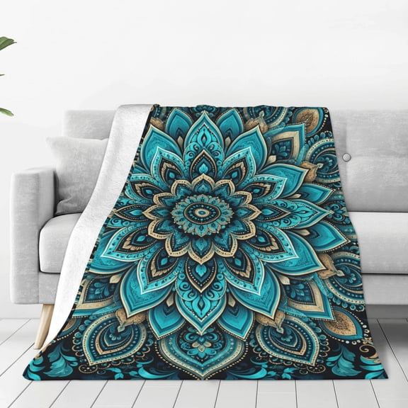 Bohemian Mandala Artwork, 40x30,Throw Blanket Super Soft Lightweight Cozy Fluffy Plush Blanket for Bed Couch Sofa Chair