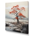thumbnail image 2 of Designart "Grey Red Minimalism Tree silence II" Minimalism Wall Art Print, 2 of 5