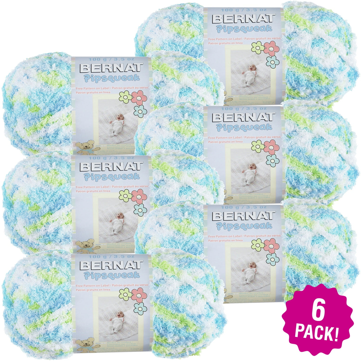 Bernat Pipsqueak Yarn - Funny Bunny Print, Multipack of 6