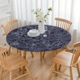 thumbnail image 3 of Elastic Edge Round Tablecloth with Soft Floral Motifs, Water-Resistant and Durable Polyester Fits 44-52 Inch Round Dining Tables, 3 of 7