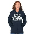thumbnail image 4 of Jesus Strong Philippians 4:13 Bible Unisex Fleece Graphic Zip Up Hoodie Brisco Brands 2X, 4 of 5