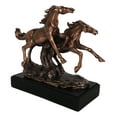 thumbnail image 4 of Large 11"L Rustic Western 2 Running Wild Equine Horses Bronzed Resin Statue, 4 of 10